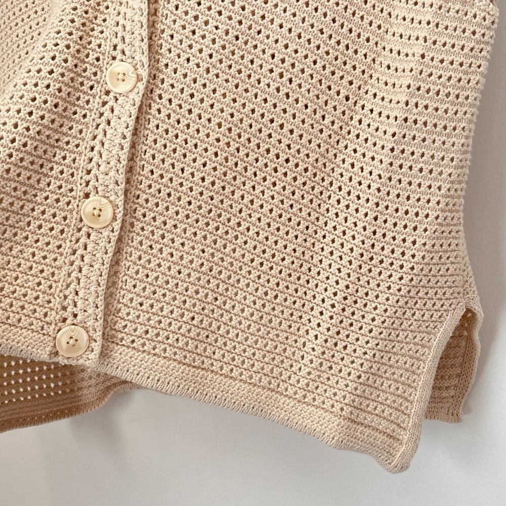 Sincerely Jules Crochet Open Knit Sleeveless Top Button SZ Large Beach Boho NEW - Picture 9 of 16